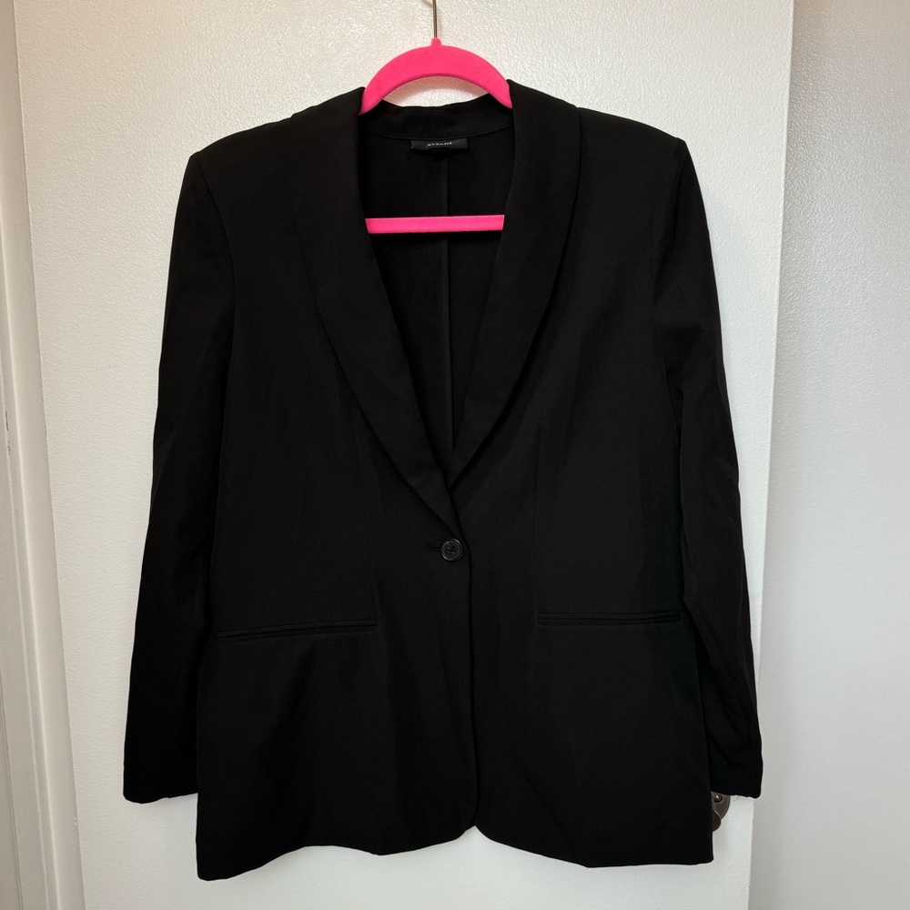 ALFANI Blazer - Petite Long Sleeve Collared Blazer in Black, Size Large